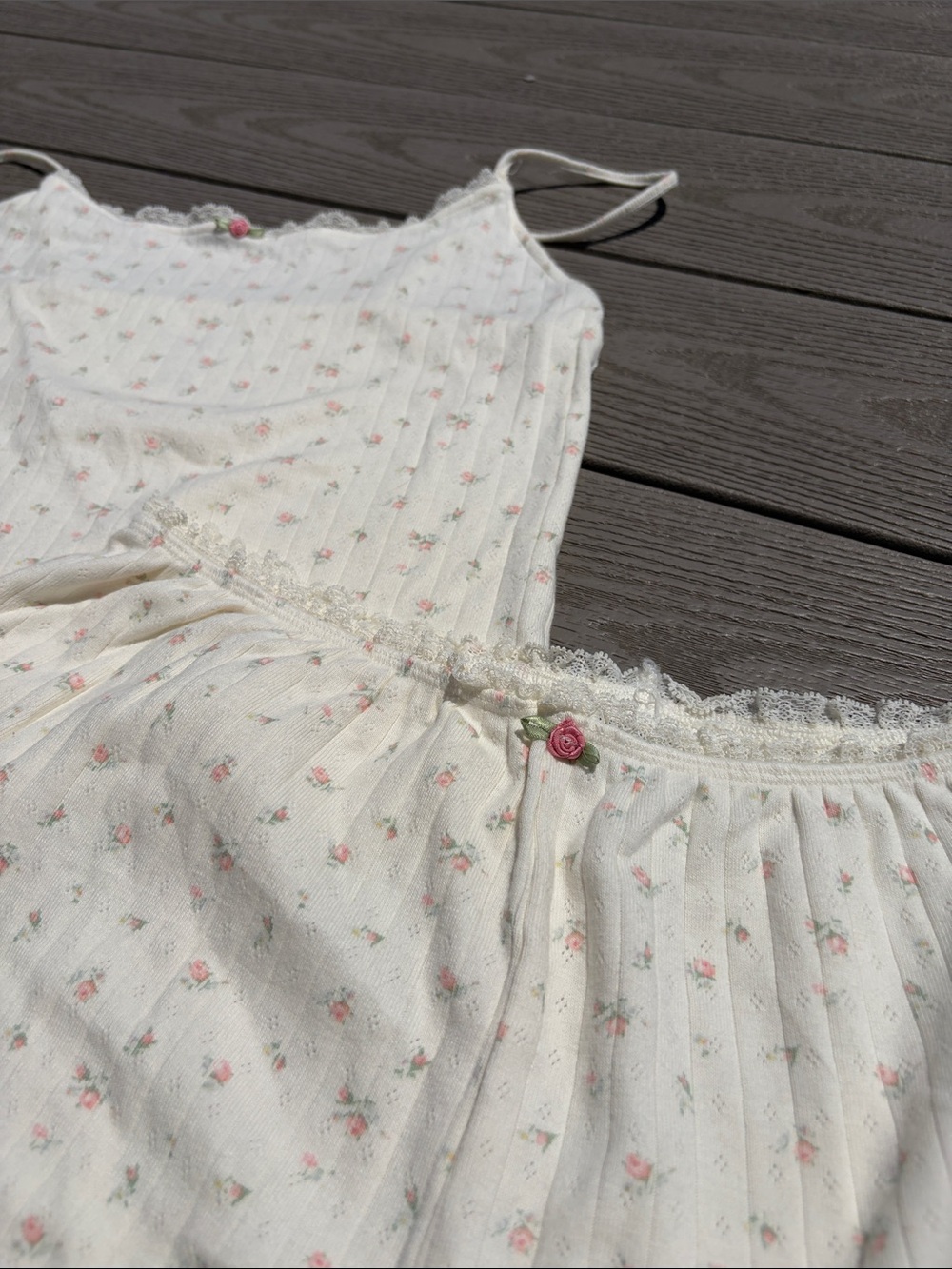American Eagle Floral Eyelet Sleep Set